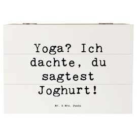 Mr. & Mrs. Panda 22 x 15 cm Holzkiste Spruch Yoga Humor - Geschenk, Joghurt, Erinnerungsbox, Entspannung, Teamsport, humorvoll, Schatulle, Truhe,
