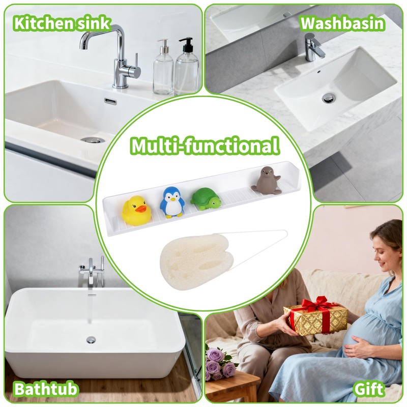 Bathtub Splash Guard for Tub Kids, 31 Inch White Bath