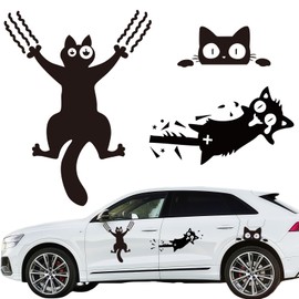 3 Stück Autoaufkleber,Katze Auto Aufkleber Aufkleber,Katzen Dekorationen Zubehör Car Sticker Cat Deko Vinyl Wandaufkleber Fenster Aufkleber für Geländewagen Wohnmobil Karosserie Seitentür Kofferraum