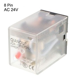 sourcing map Electromagnetic Power Relay, AC 24V Coil Red Indicator Light 8 Pin DPDT Electromagnetic General Purpose Power Relay JQX-13F