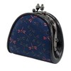 Indenya 7518 Inden Coin Purse, Deer Leather, Dragonfly Pattern, Navy
