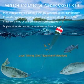 SIWRIOM Popping Corks Floats for Saltwater Fishing Bobber, 4PCS Weighted Bobbers Inshore Fishing Popping Cork Float Rig Rattle Popper 1.06oz Green