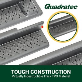 Quadratec Front Custom Fit Entry Guards - Fits Jeep Wrangler JK 2-Door 2007-2018 - High Coverage - Injection-Molded Virtually Indestructible Black TPE Material - Polygon Tread Design