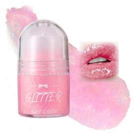 EONFAVE Roll-on Body Glitter Gel, Mermaid Sequins Glitter Face, Liquid Festival Accessories, Glitter Face Paint Holographic Hair Glitter Gel (05 Pink)