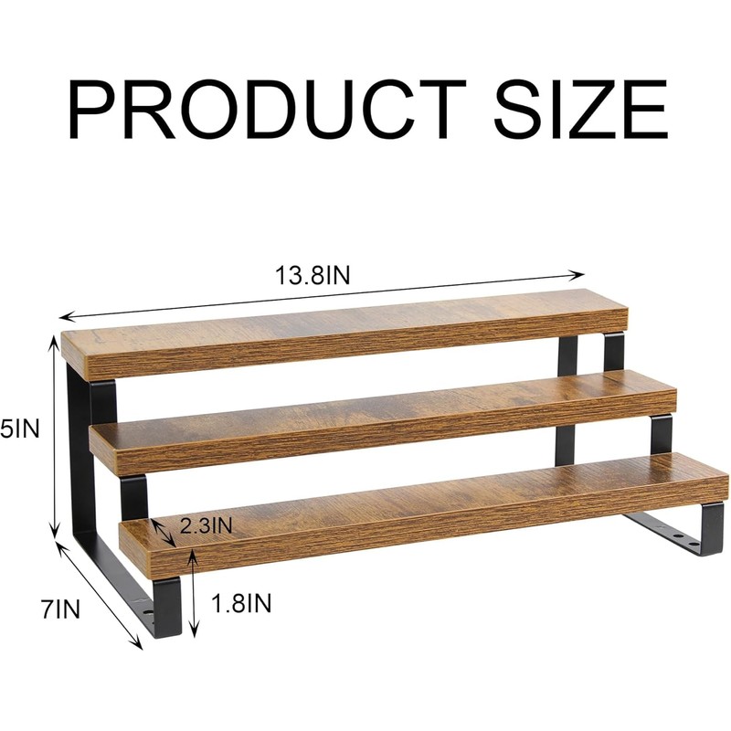 NEETBU 4-Tier Wooden Display Riser Shelf Stand for, Makeup, Cupcake,