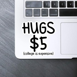 Medium 100mm 'Selling Hugs for 5 Funny Quotes Humor' Permanent Sticker Decal for Cars/Windows/Bins/Walls etc (DW00130909)