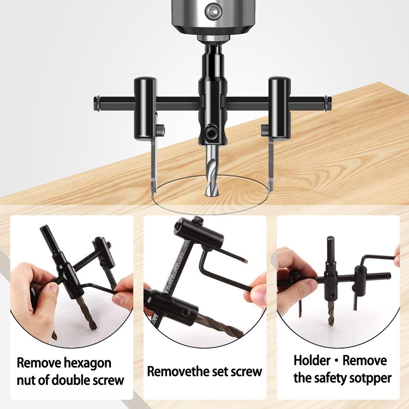 Circular Cutter Wood, 30-200 mm Hole Cutter Adjustable Hole Saws