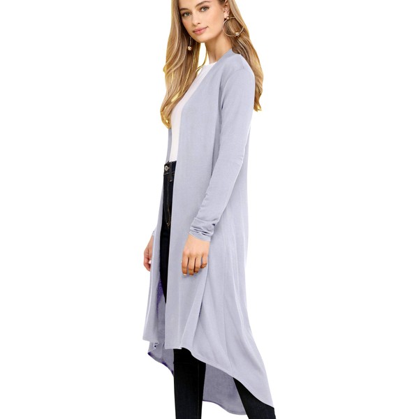 LL WSK2291 Women's Casual Long Open Front Drape Lightweight Duster