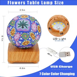 Floral Night Light,7 Colors Flower Lamp with Wooden Base,Vintage Lamp for Bedroom Room Decor,Birthdays Chrismas Gifts for Sister Mom Women Kids Boys Girls Teens (Flower)