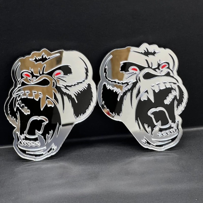 Emblem Badge Gorilla Mirror Emblem Badges Car Truck (2 BADGES)