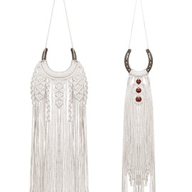 Yeyeplum 2 Pcs Equestrian Macrame Wall Hanging Boho Woven Wall Decor Handmade Macrame Wall Hanging Art Tapestry Wall Decor Horse Lover Decor for Bedroom