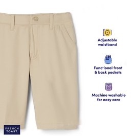 French Toast Boys' Flat Front Performance Stretch Short, Navy, 12