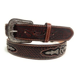 1 3/4" Wide Genuine Leather Western Style Leather Belt, Cowboy Rodeo Concho Ranger Style Belt (Brown, 38)