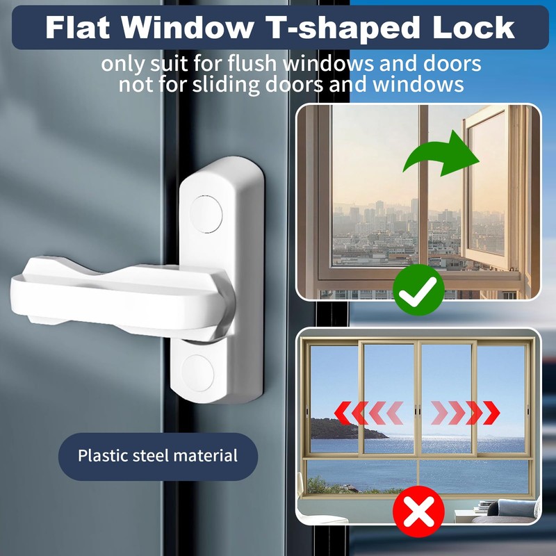 4 Pack Sash Jammers Blocker Window Locks, Strong Window Handles