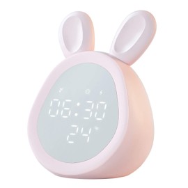 Cozy Villa Digital Alarm Clock with Night Light and Temperature Display, Cute Alarm Clocks for Kids Toddlers Adults, Pink Alarm Clock for Bedroom Home Office, Adjustable Volume and Brightness