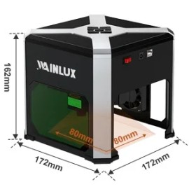 WAINLUX K6 Mini Portable CO2 Laser Engraver for DIY DXF/PLT for Wood Paper Leather Acrylic Stone Metal Glass Rubber Plywood MDFpower(w): 3W, engraving area: 80mm*80mm, model number: K6, laser source brand: WAINLUX