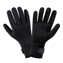 JiaYouLC 3mm Non-Slip Neoprene Gloves with Adjustable Strap Thermal Wetsuit Gloves for Women and Men Cold Water Swimming (Black, L)