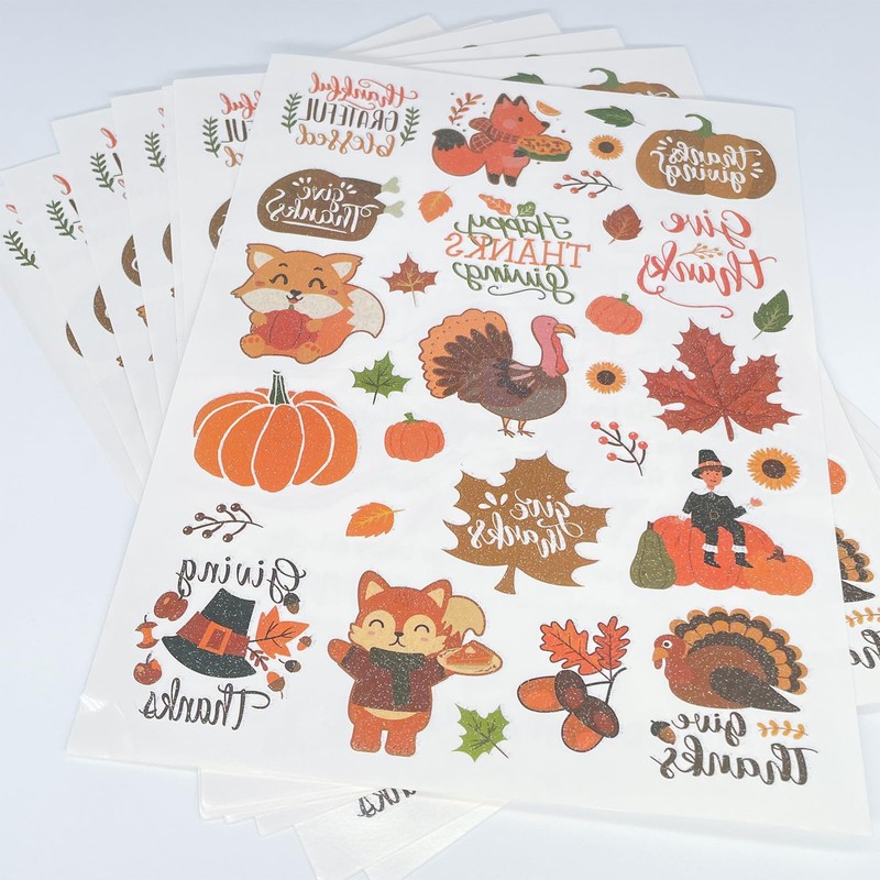 300+ Thanksgiving Day Glitter Tattoos Stickers Party Favors - Turkey