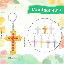 UR URLIFEHALL 7 Pcs Colourful Acrylic Cross Keychains Religious Bag Charms Crucifix Keyring for Purse Clothes Backpack Handbag Crafts Decor