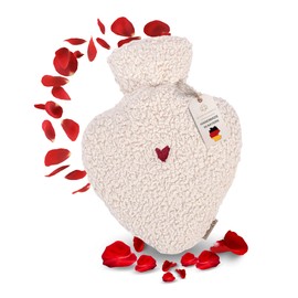 kontor28® - Teddy Heart Hot Water Bottle with Cover Made of Extra Soft 100% Organic Cotton | Perfect Valentine's Day Gift for Her Made in Germany | Hot Water Bottle Heart as Valentine's Day Gift - 1