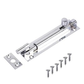 100mm Naked Door Bolts Polished Chrome Barrel Side Lock Pack of 1 Door Latch with Screws Tower Bolt Locks for Bedroom Bathroom Toilet Shed Gate Cupboards and Cabinets.