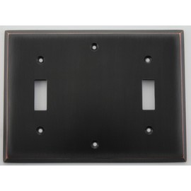 Oil Rubbed Bronze 3 Gang Wall Plate - 1 Toggle Switch 1 Blank 1 Toggle Switch