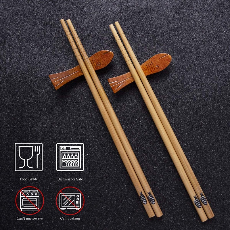 MELLIEX 10 Pairs of Chopsticks Japanese Bamboo Chopsticks Reusable Washable