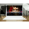 Mestiker 7x5ft Masquerade Party Backdrops Golden Mask Red Rose Backdrop