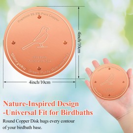 shinryoku Bird Bath Copper Disk, Premium 99.99% Pure Copper, Less Cleaning Frequency, 0.6mm Pure Copper Cleaning Disk, Bird Bath Accessories, Physical Safe Water Purify Outdoor Bird Bowls
