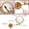 RECKODOR 8" Brass Wall Mount Makeup Mirror with Lights, 1X/5X