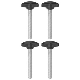 sourcing map 4pcs Tee Wing Knobs Thumb Screws M8 x 60mm Standard Male Thread Plastic T Knobs Handles Hand Clamping Knobs Grip Thumbscrew, Black