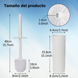 Ulable Juego de 2 escobilla para inodoro,2 Cabezales de Escobilla de Inodoro con Soporte y Mango Largo,Escobillas de Limpieza para Inodoro,Ergonómicas,Elegantes,Duraderas,para Limpieza del Baño,Blanco