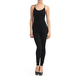 JJJ Fashion Women Catsuit Cotton Tank Spaghetti Strapped Yoga Bodysuit Jumpsuit (2X, Black2)