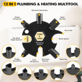 Hiboom 12 in 1 Plumbing Tools Kit with Gas Fireplace Key, HVAC Tool, Gas Valve Key, Plumbers Tools, Star Key, Square Key, Water Meter Box Key, Radiator Key, T Key, Fish Key, Wrench Multi Tool Keyring