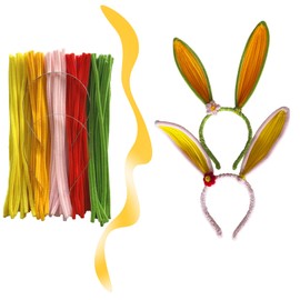 ChenGui Bunny Ears Headbands DIY Kit, Can be Made into Flower Headbands, Mainly Using Craft Pipe Cleaners or Chenille Stems, 2pcs After Completion
