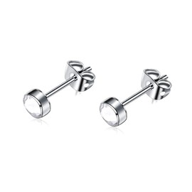 G23 Titanium Stud Earrings for Women, Men, Girls, Hypoallergenic, Nickel Free, 3 mm / 4 mm / 5 mm / 7 mm Crystal Earrings, Birthday Gift, Titanium, Crystal