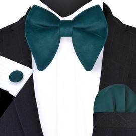 GUSLESON - Juego de gemelos cuadrados de terciopelo a cuadros para hombre, preatados, ajustables, con caja de regalo, Azul Teal, general