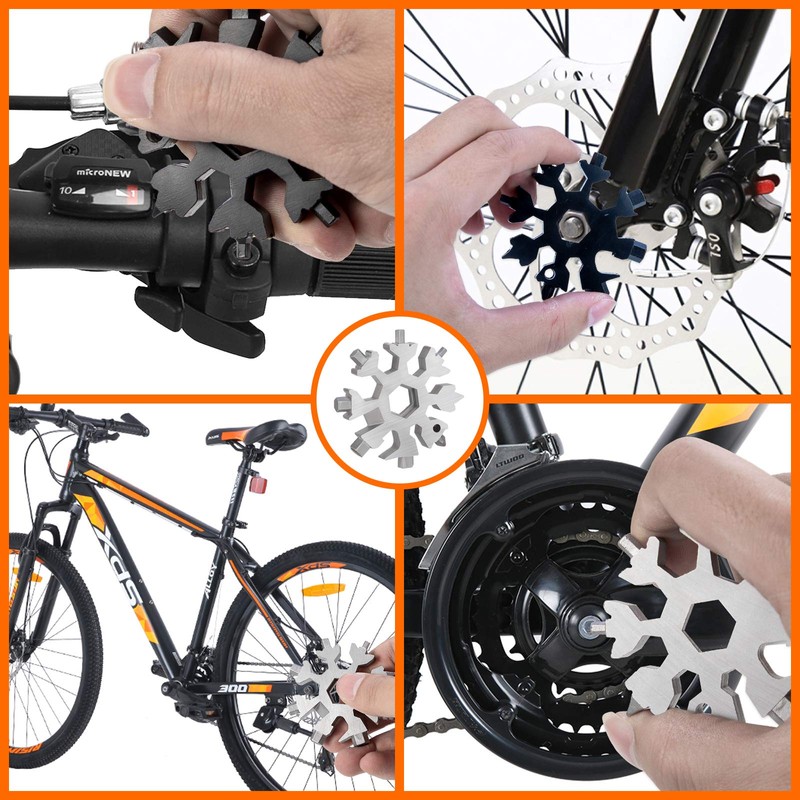 Snowflake Multitool,18-in-1 Stainless Steel Snowflake-Tool Includes Snow Bottle Opener/Flat Phillips