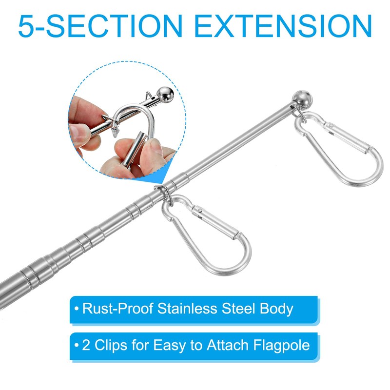 PATIKIL 2pcs 3.3ft Telescopic Handheld Flagpole Tour Guide Flagpole Stainless