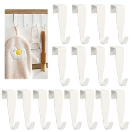 xnnmzhao Stainless Steel Door Hooks, Pack of 16 Door Hooks, White Hooks, Stainless Steel Clothes Hooks, Coat Hooks, Outdoor House Door Hooks for Hanging for Cupboard Door and Room Door
