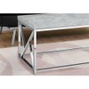 Monarch Specialties Coffee Table-Grey Cement With Chrome Metal