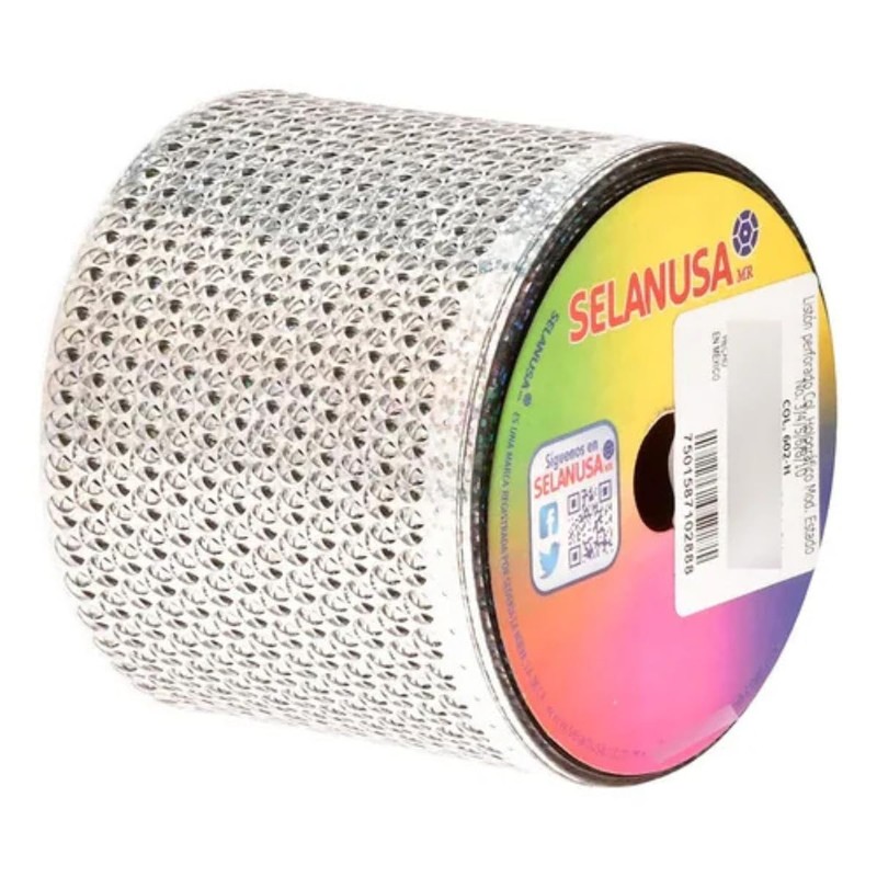 Listón Perforado Holografico Selanusa 8cm x 35m Cinta Decorativa para