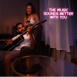 Gdbkabf Neon Sign, The Music Sounds Better with You Neon Signs for Wall Decor Neon Pink LED Signs Room Neon Light Up Signs Home Decor for Business Bedroom Club Party Bars Shop USB Operated