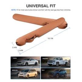 Homaupt Leather Car Seat Gap Filler Universal for Car Truck SUV to Block The Gap Between Seat and Console Stop Things from Dropping 2 Packs Tan