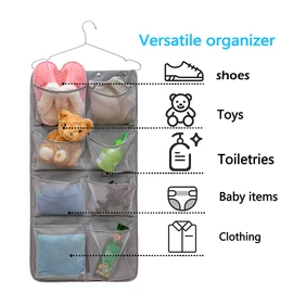 ANIZER Dual Sided Hanging Closet Organizer Durable Socks Stocking Clothes Bra Accessories Storage Bag With 16 Large Pockets (Nylon Mesh Pockets)