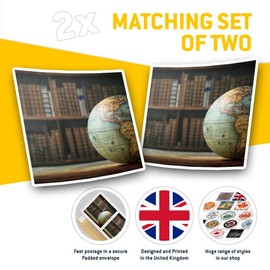 Square Stickers (Set of 2) 7.5cm - Earth Globe Travel Geography Student Fun Decals for Laptops,Tablets,Luggage,Scrap Booking,Fridges, #24159