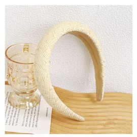 yaozeio Straw Padded Headband Hairband Puffy Thick Headbands for Women Raffia Rattan Woven Hair Band Head Bands No Slip Wide Summer Headbands for Girls Hair Accessories Headwear