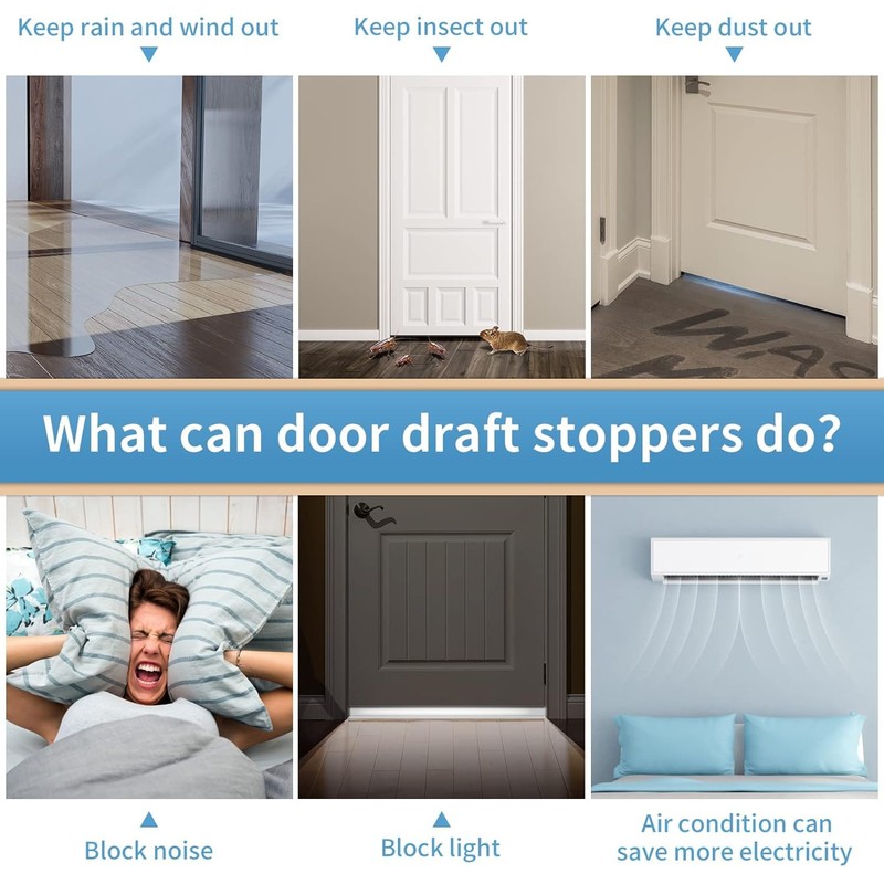 Hojoy 2 Pack Under Door Draft Stopper, Adjustable Door Sweep