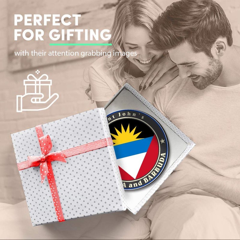 1 x Round MDF Magnet - Antigua and Barbuda Sant