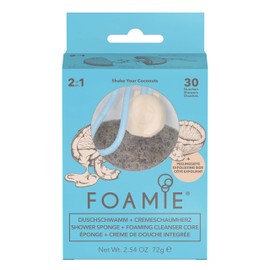 Foamie Shower Sponge with Integrated Cleanser - Shake Your Coconuts - Exfoliates, Massages, Cleans and Nourishes for All Skin Types - Vegan and Eco-Friendly Packaging Blue